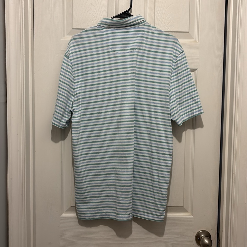 Johnnie-O Men's Striped Polo Shirt - Light Blue and White - Picture 4 of 4